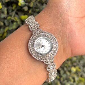 925 Sterling Silver Women's Luxury Watch – Elegant Crystal Bracelet Timepiece